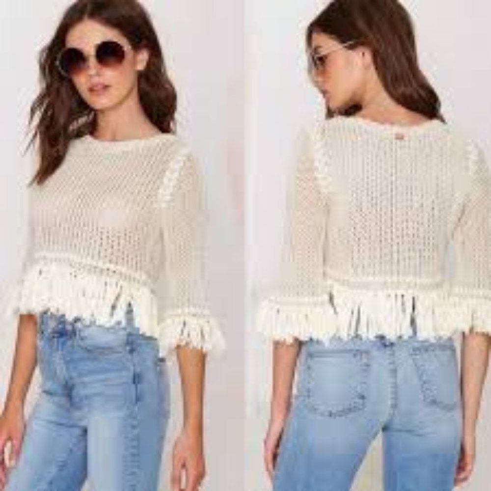 FOR LOVE & LEMONS DENVER FRINGE SWEATER